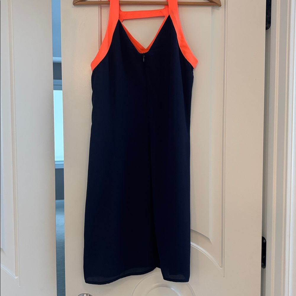 Skies Are Blue Dark Blue and Bright Orange Mini Dress - Picture 7 of 11